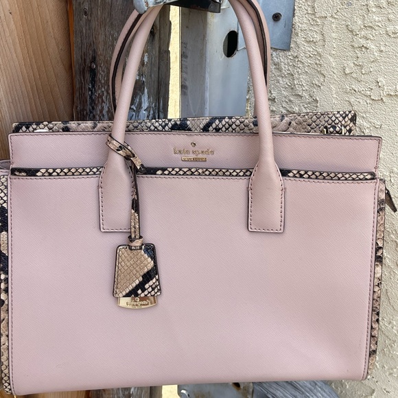 kate spade Handbags - Kate Spade Snakeskin trim and pink tote